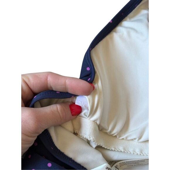 Matilda Jane Navy Sandcastle Queen Halter One-Piece Size M Polka Dot Floral Ruch - Picture 7 of 7